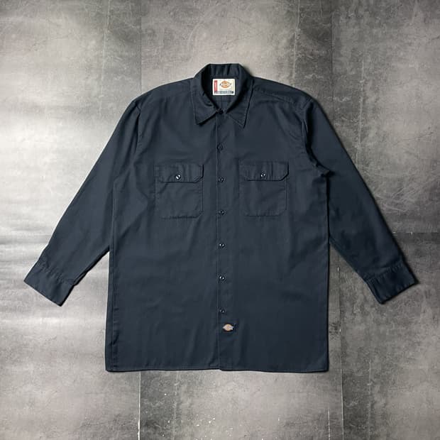 DICKIES 디키즈 빈티지 네이비 플랩포켓 워크 셔츠 A00998