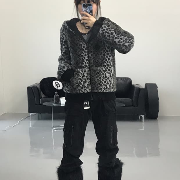 Jpn Leopard Reversible Zip Up Hoodies