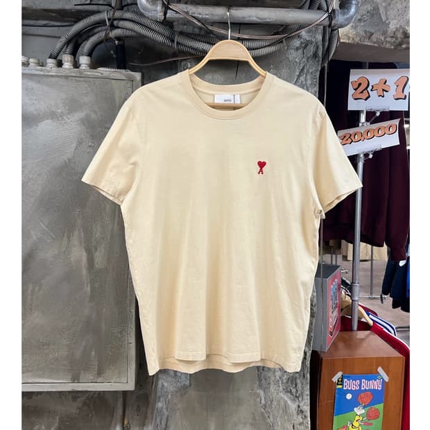 아미 스몰 하트 로고 반팔티 크림 L #csz3480