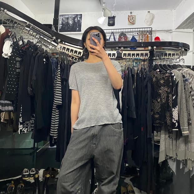 Theory 언발 숏슬리브 니트