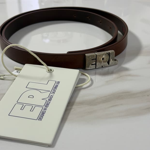 (OS) ERL 이알엘 소가죽 벨트 브라운