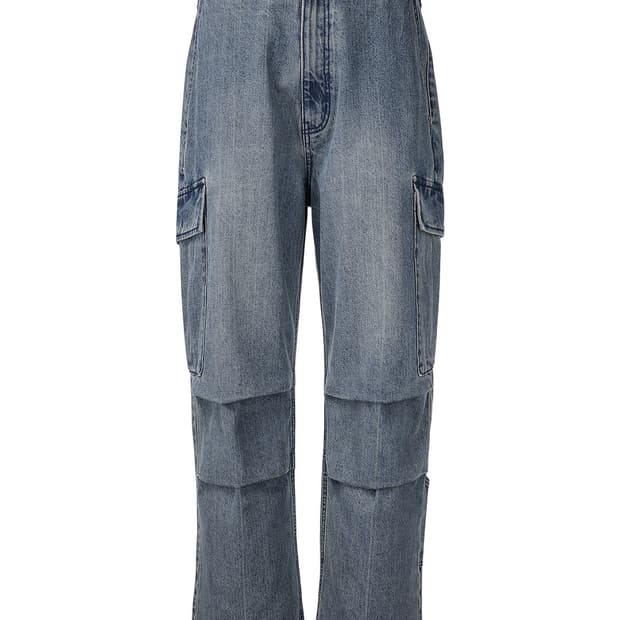 일꼬르소 데님 카고 와이드 팬츠 블루 M