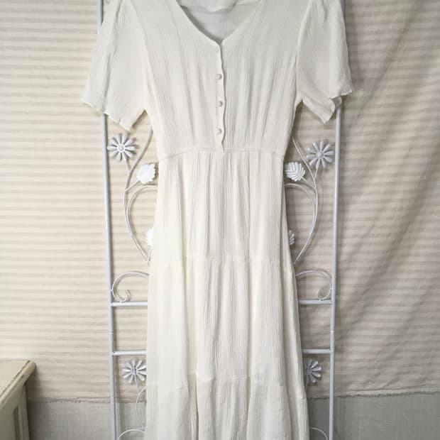 빈티지 화이트 플리츠 레이스 원피스 y2k 스트릿 갸루 펑키 일본빈티지7