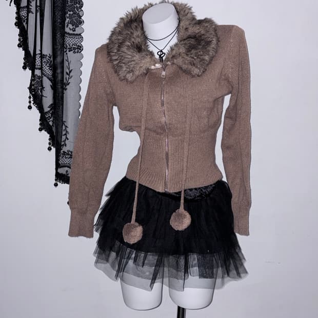 코코아 폼폼 퍼 후집 데일리 갸루 퍼 후드 후드집업 