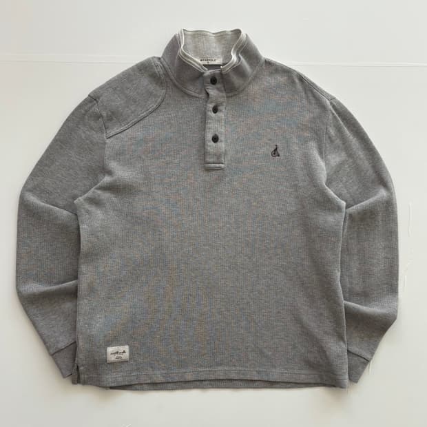 빈폴 엘보 패치 그레이 버튼넥 맨투맨 