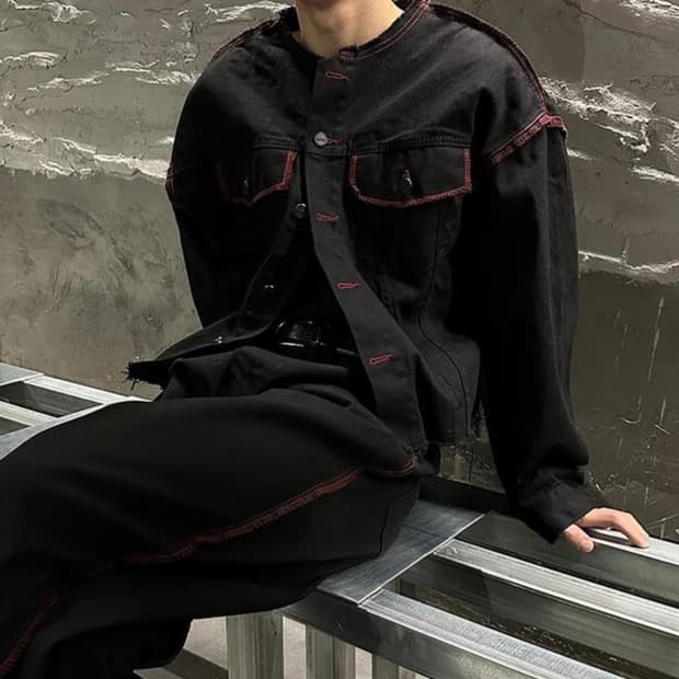 커팅 스티치 데님 자켓