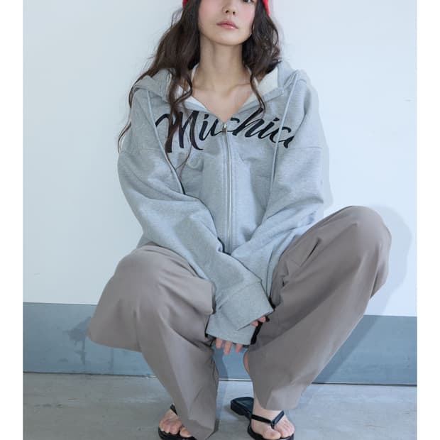 미치코 런던 멜란지 그레이 후드집업 후집