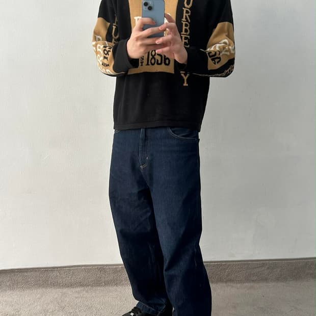 [L] 버버리 빈티지 1856 로고 니트 스웨터 Made in Engla