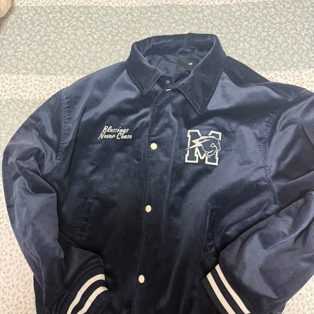 H&m 바시티 코듀로이 네이비 자켓(xl)