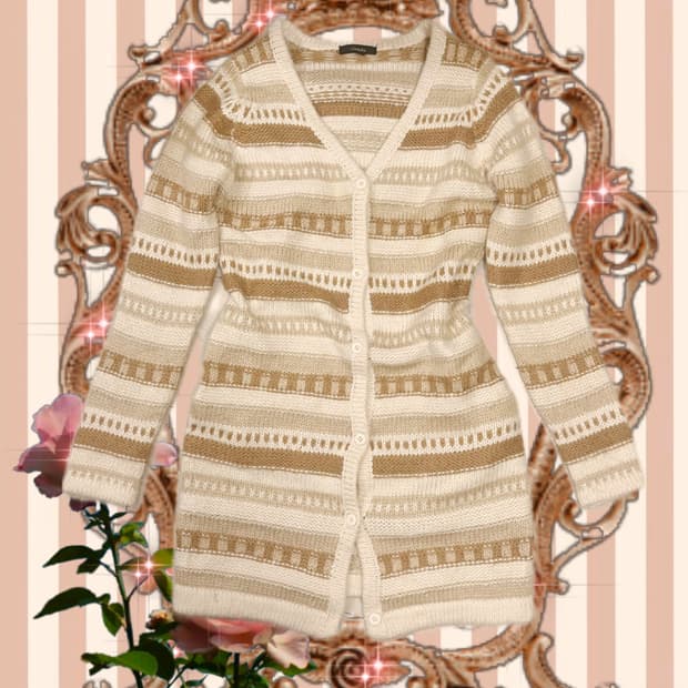 라떼갸루 라떼맛 롱 니트 가디건 히메갸루 빈티지