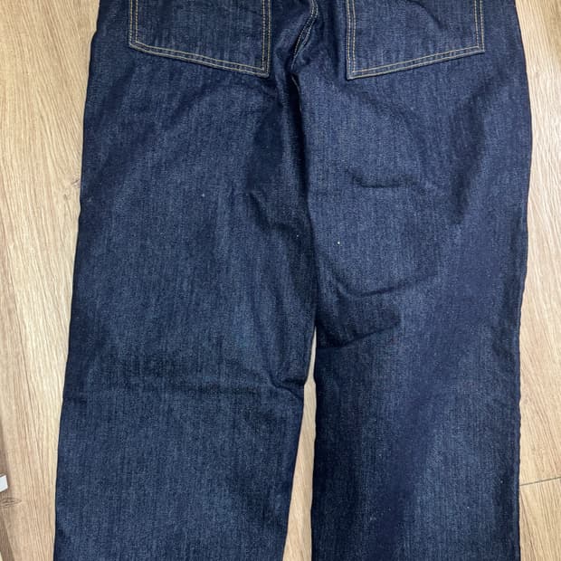 르아르 커브드 와이드 생지 데님 팬츠 