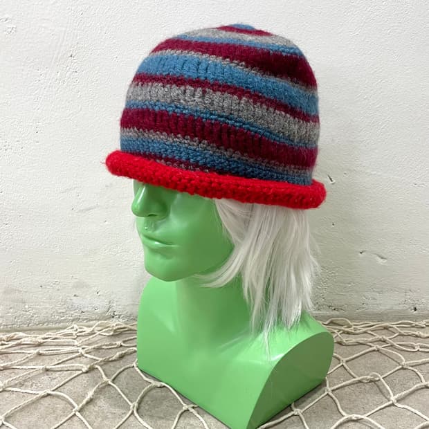 multi stripe knit beanie