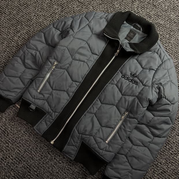 00s 아디다스 올드스쿨 트레포일 퀼팅 크롭 블루종 1483