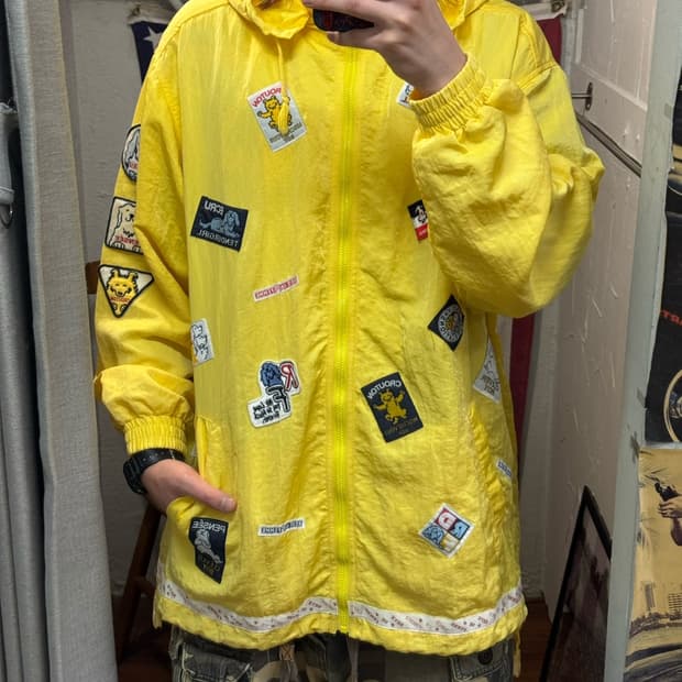 90s JPN VINTAGE 레브 드 펨 후드 자켓 옐로
