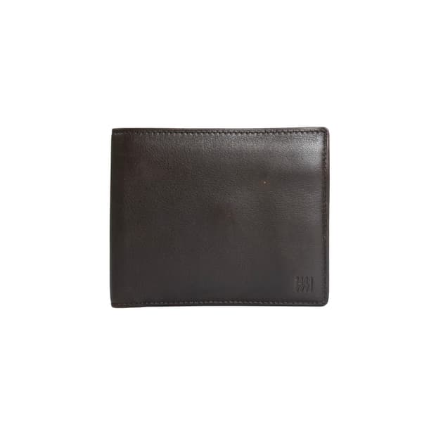 dark brown leather bi-fold wallet