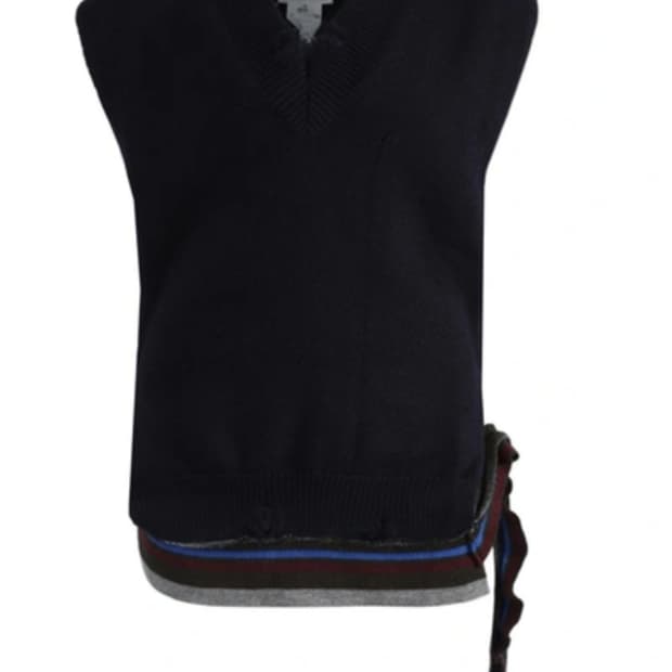 [새제품]S 마르지엘라 니트 디스트레스드 베스트 스티치 스웨터 네이비