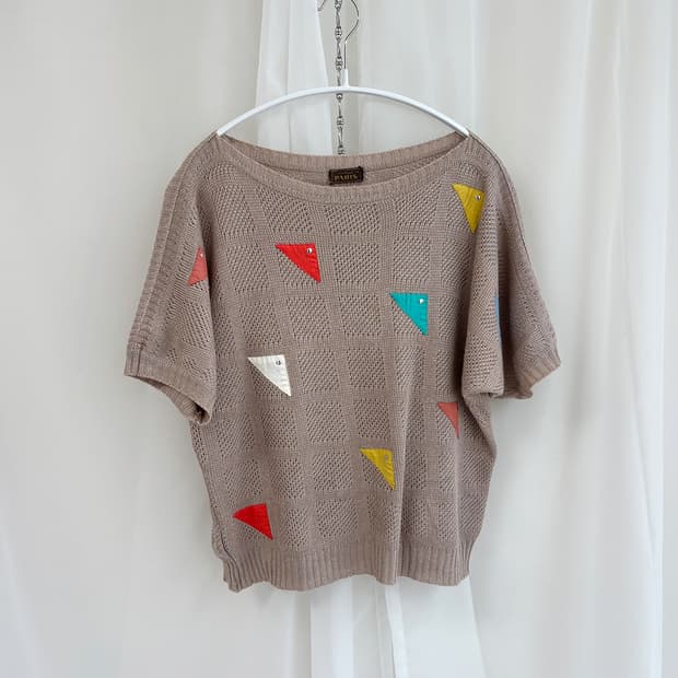cetoi triangle patchwork pullover