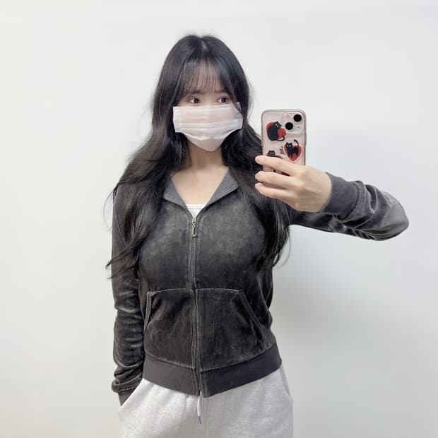 쥬시꾸띄르 로즈 벨벳 후드 집업