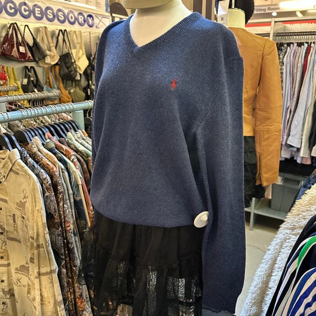 POLO 폴로 네이비 브이넥니트