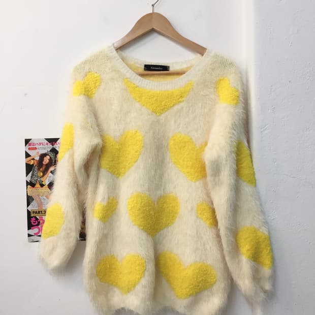 빈티지 앙고라 하트 뿅뿅 니트