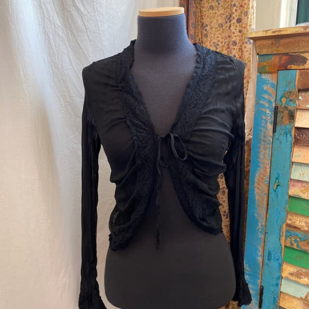 블랙 시스루 가디건(XS)