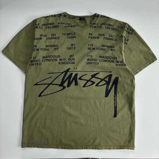 Stussy  스투시 로케이션 피그먼트 다이드 카키 반팔티 
