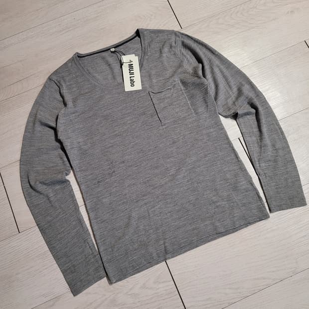 새상품) 무인양품 무지 라보 울캐시미어 U넥 니트 L