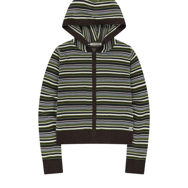 코이세이오 소프트 니트 집업 스트라이프 후드 가디건