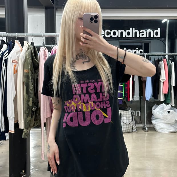 히스테릭 글래머 포켓 shout it out loud! 반팔 슬리브