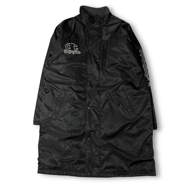 챔피온 블랙 빅로고 양털 돕바 롱 자켓