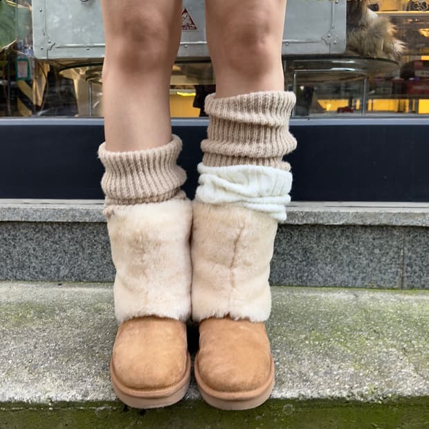 00s Y2K 희귀 폴드오버 퍼 커프 어그 부츠 풀박스