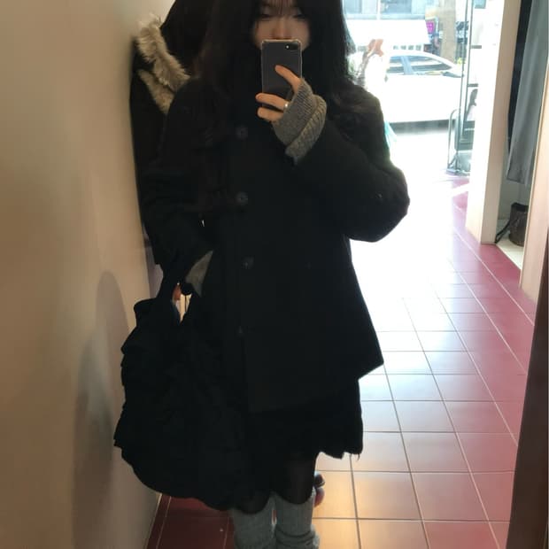 Comme des Garçons Ruffle Navy Tote Bag
