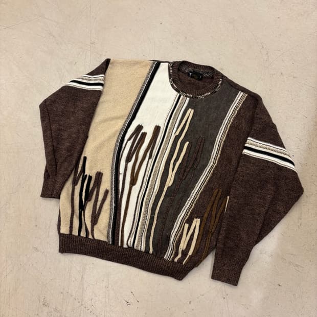 캐나다 빈티지 패턴 브라운 니트