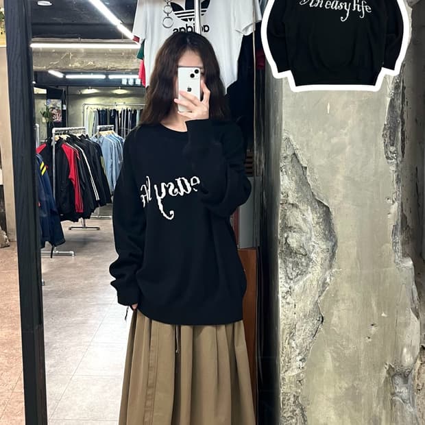 ETCE 이티씨이 레터링 니트 블랙 L #csz2633