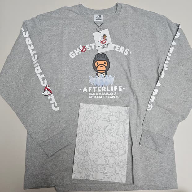 (새상품) 베이프 x 고스트버스터즈  마일로 롱슬리브 (그레이/2XL)