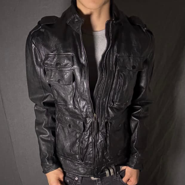 lamb skin pocket leather jacket