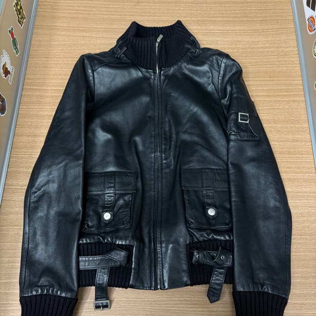 ASAP  하이넥 블랙 래더자켓