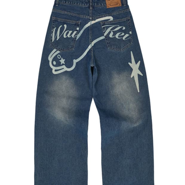 와이케이 백 그래픽 파라슈트 데님 팬츠 미디엄블루 2사이즈