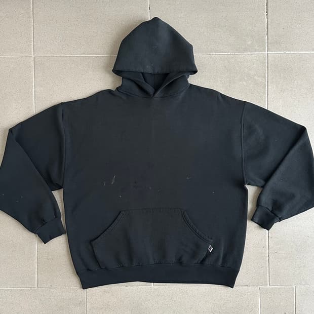 90s 빈티지 러셀 후드 블랙 XL 페인팅