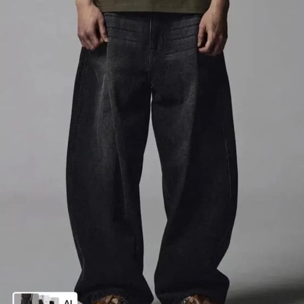 낫포너드 린넨 라이크 커브드 세미 와이드 데님 팬츠 블랙 M