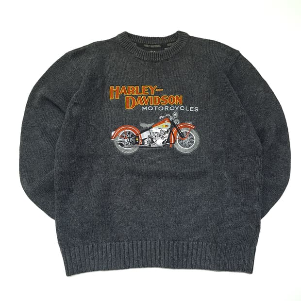 CL111 S 할리데이비슨 홍콩판 라미 & 코튼 모터사이클 자수 니트