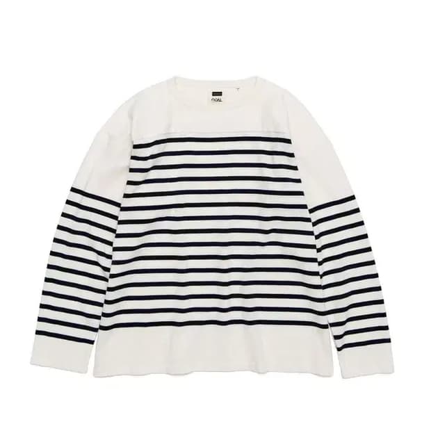 나나미카 페이퍼 니트 스트라이프 크루 네이비 L사이즈 