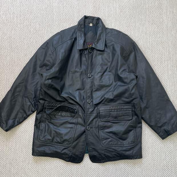 빈티지 양가죽 레더 카 코트 