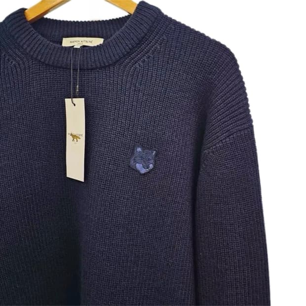 🦊[정품/새상품]메종키츠네 폭스 패치 네이비 와플 니트🦊