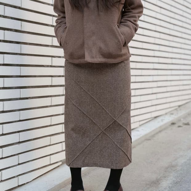 브라운 밀결 스커트