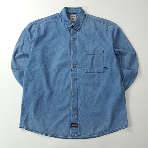 CK378 XL 디키즈 멕시코판 버튼다운 연청 데님 셔츠 남방