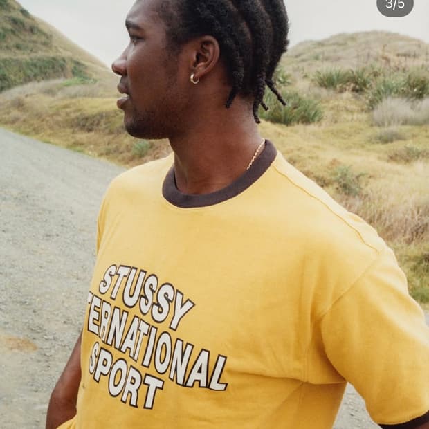 Stussy 스투시 헤비 저지 스포츠 반팔 티셔츠 골드