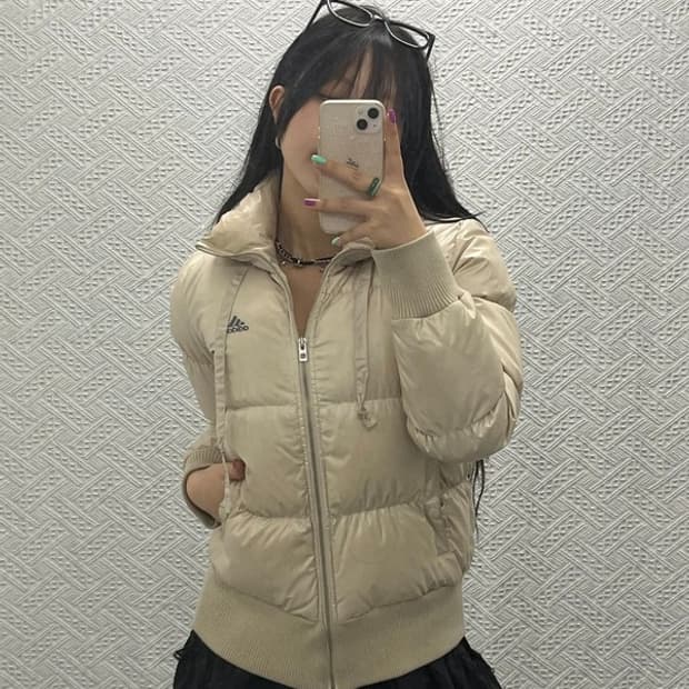 아디다스 빈티지 오리털 덕다운 푸퍼 숏 패딩 90 C06666