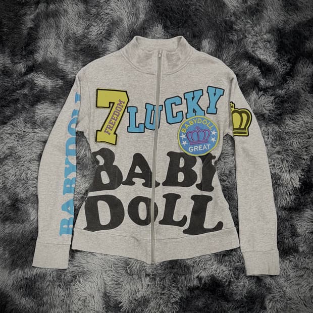 Baby Doll 빅로고 프린팅 그레이 스웻집업