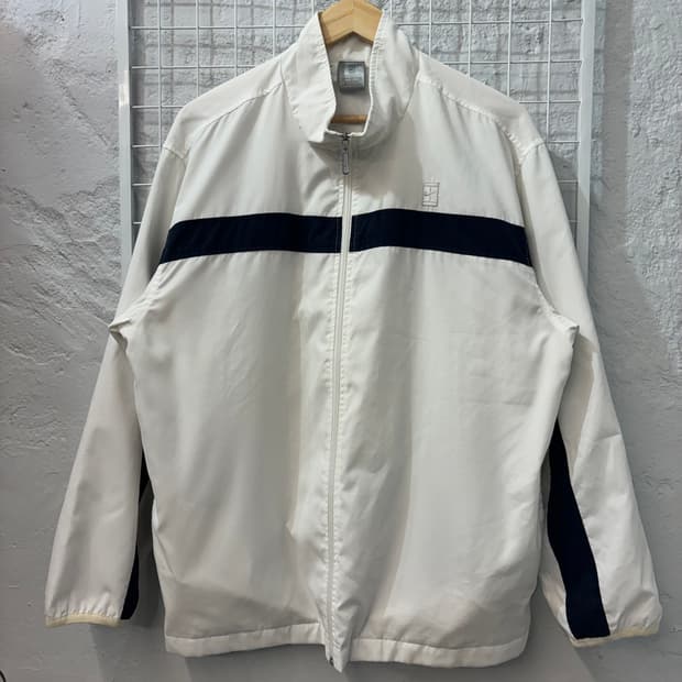 00s 나이키 올드스쿨 테니스 로고 화이트 바람막이 L